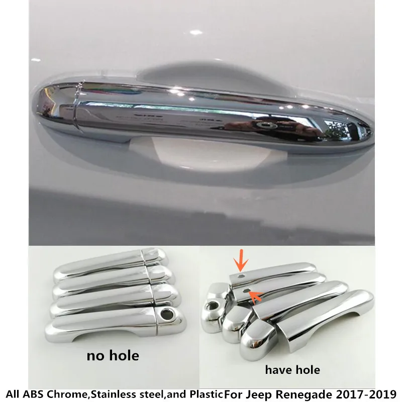 

Hot sale For Jeep Renegade 2017 2018 2019 car styling ABS chrome door handle cover protect detector inner sticks frame lamp trim