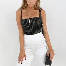 Женский летний сексуальный комбинезон на бретелях, классический полосатый комбинезон с принтом, обтягивающий облегающий обтягивающий комбинезон с открытой спиной