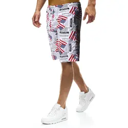 США печати пляжные спортивные мужские брюки для бега плавать ming свободные быстросохнущие шорты для бега спандекс мужские s американский