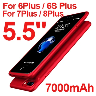 5000mah для iPhone 6 6s 7 8 7000mAh для iPhone 6s/6/Plus, чехол для внешнего зарядного устройства, чехол для мобильного аккумулятора - Цвет: Red i6(s)P i7P i8P