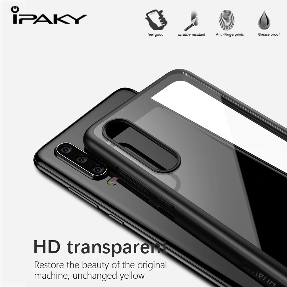 

IPAKY Transparent Acrylic bumper Case For Huawei P30 Pro / P30 Case Cover Silicone + TPU Full Protection Phone Cases P30 Shell