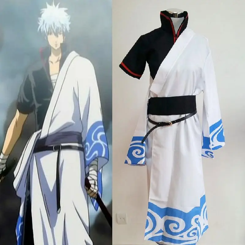 

Gintama Silver Soul Sakata Gintoki Kimono Anime Cosplay Costume Set +Track