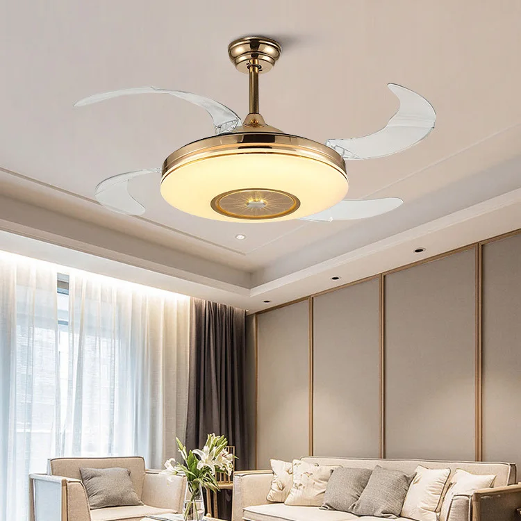 42 Inch LED Ceiling Fans with Warm, Daylight, Cool White Light Foldable Invisible Fan Ceiling Fans Lights