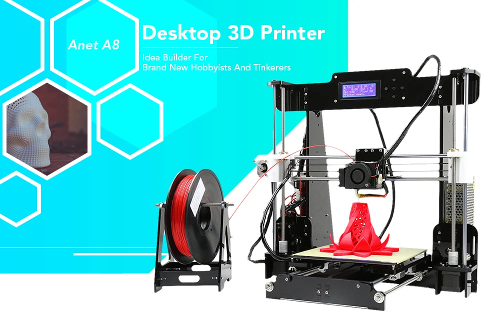 Anet A8 3d принтер 0,4 мм сопло 220*220*240 мм большой размер печати высокая точность DIY 3D набор настольный принтер без нити