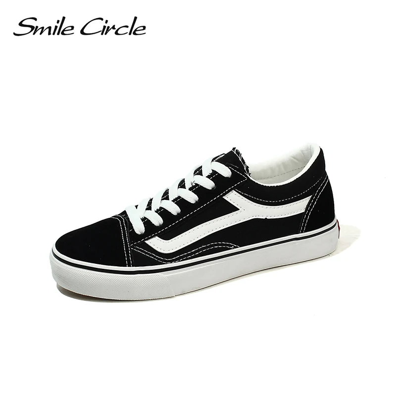 

Smile Circle 2018 Spring/Summer White Sneakers Women Ultra-soft Lace-up Casual Shoes Women Flat Canvas Shoes Girl Shoes A4615