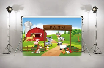 

Farm theme photography backdrop red barn animals Barnyard house kids birthday background photo studio new photocall XT-6525