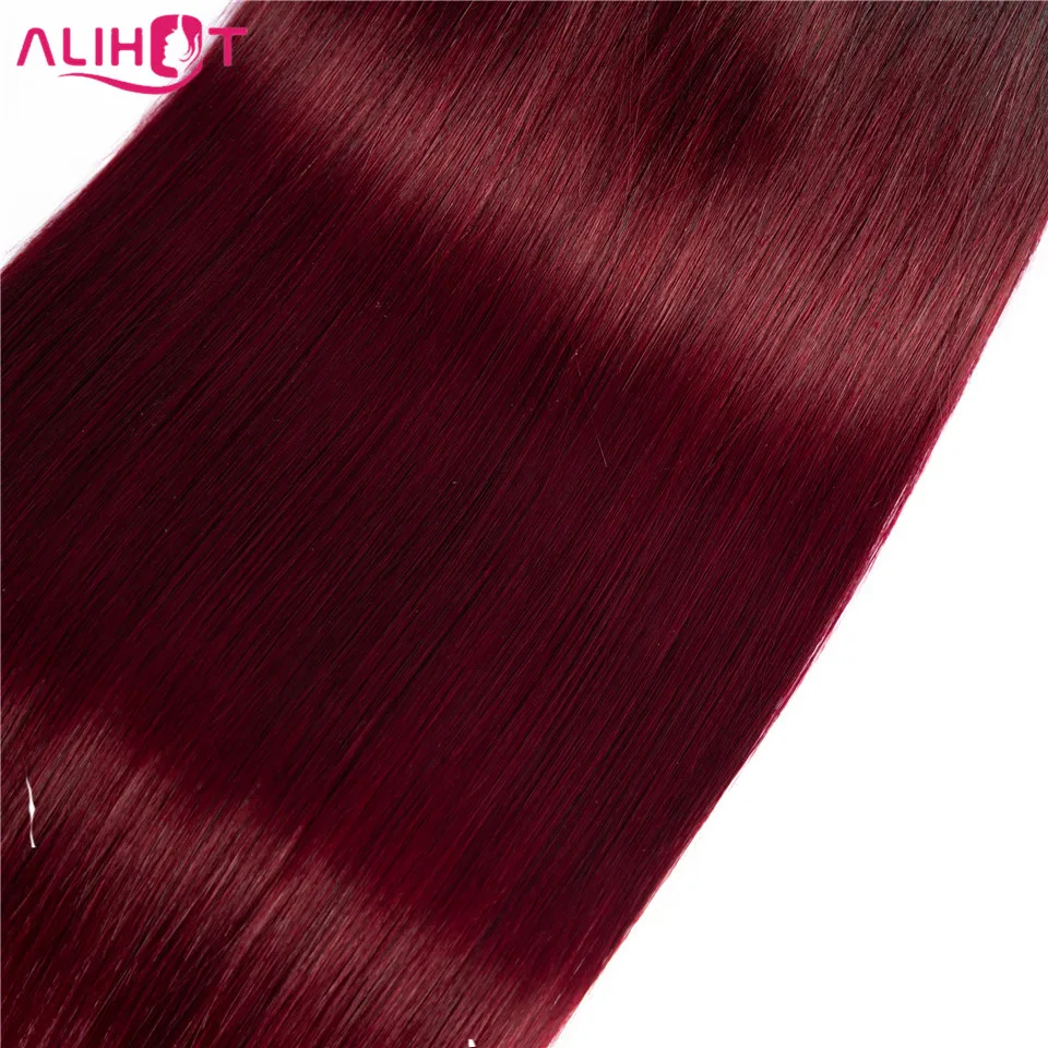 Ali Hot Burgundy Bundles With Closure Two Tone 1B/99J Red 3 Bundles With Closure Brazilian Straight Hair Bundles With Closure Ali Hot Burgundy Bundles With Closure Two Tone 1B/99J Red 3 Bundles With Closure Brazilian Straight Hair Bundles With Closure