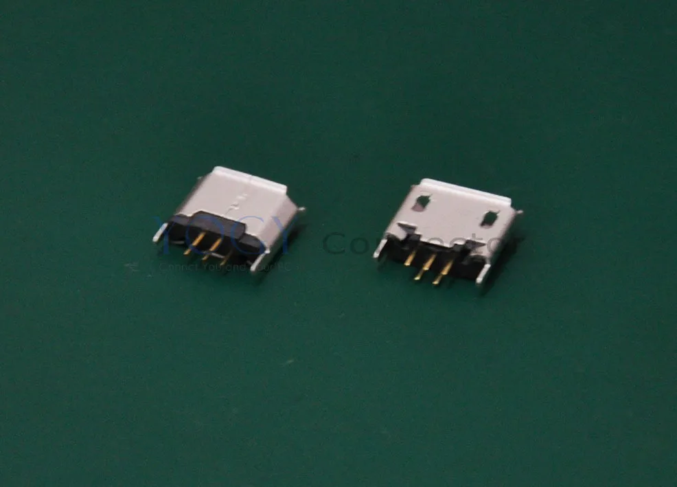 (100 шт./лот) Женский 5 pin Micro USB разъем 180 градусов 2 фиксированные ножки данных