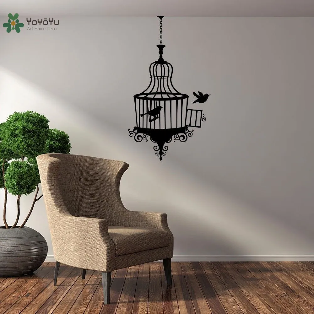 

YOYOYU Vinyl Wall Decal Birdcage Bird Cute Animal Living Room Art Modern Removable Home Decoration Stickers FD549