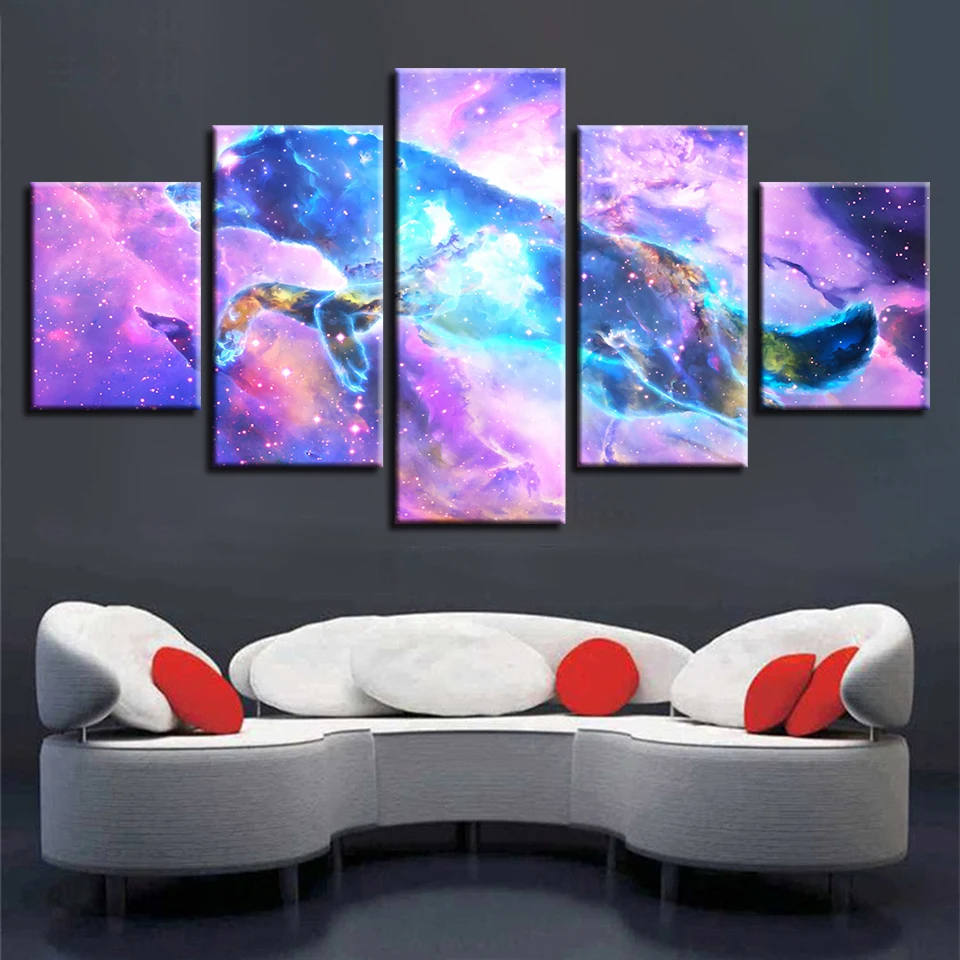 

Modern Printing Poster Modular Canvas Painting 5 Pieces Abstract Color Animal Dog Landscape Pictures Wall Art Decor Living Room