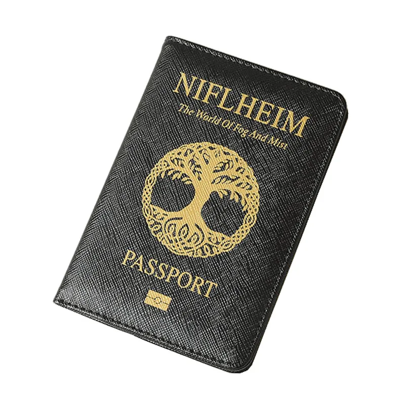 DIKEDAKU Niflheim держатель для паспорта для мужчин Rfid крест узор из искусственной кожи Обложка для паспорта кошелек для кредитных карт путешествия чехол для паспорта