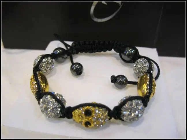 Young Fashion Jewelry Shamballa Golden skull Bracelet Tresor Paris Silver Crystal Disco Ball Bead | Украшения и аксессуары