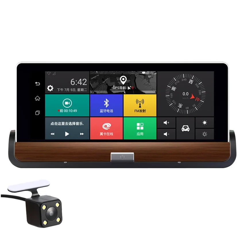 Fonwoon Android " 3g Wifi Автомобильный видеорегистратор gps навигация Bluetooth автомобильная камера Full HD 1080P двойной объектив парковка видеорегистратор
