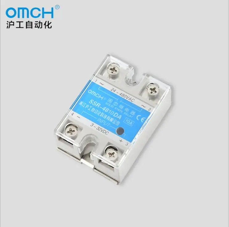 

SSR-4810DA 10A Single Phase 3-32VDC to 24-480VAC Solid State Relay