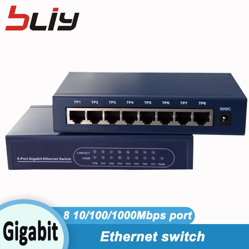 8GE гигабитный коммутатор 8 10/100/1000 м rj45 UTP LAN порт Настольный сетевой переключатель