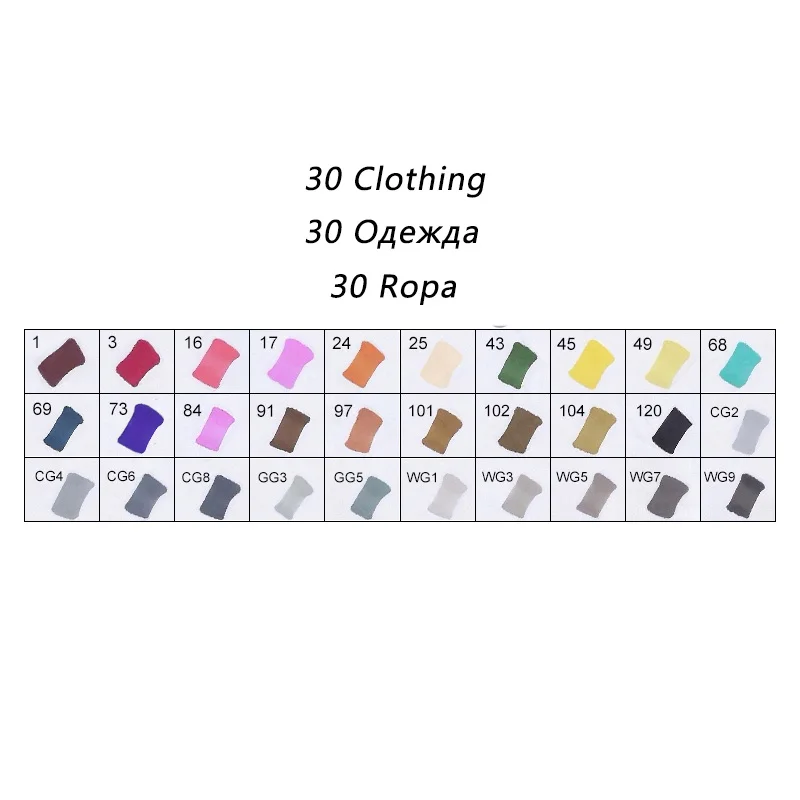 30 clothing TOUCHFIVE 30/40/60/80 Цвет художественный маркер на спиртовой основе эскиз маркеры кисточки ручка для рисования манга товары для рукоделия - Цвет: 30 clothing