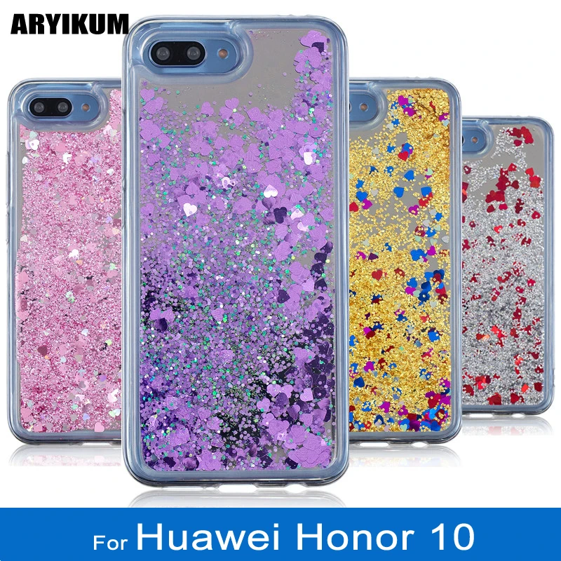 For Fundas Huawei Honor 10 Case Luxury Glitter Liquid Dynamic Soft Silicone Cases Honor10 Transparent Covers |