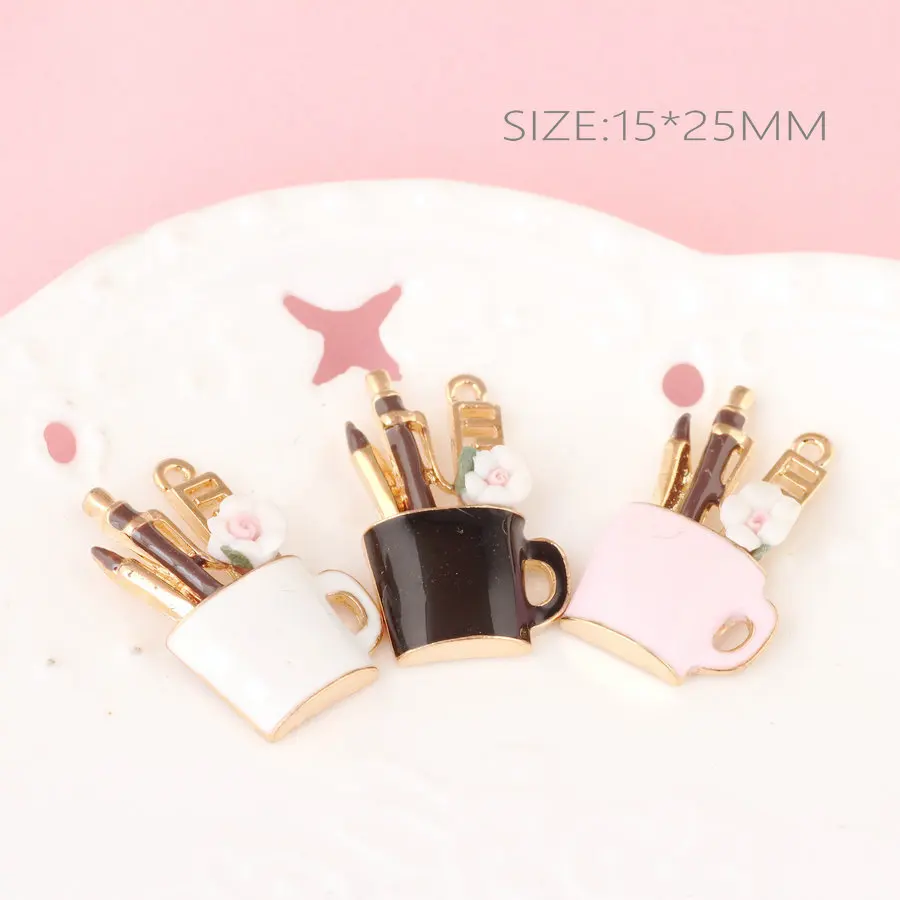 Wholesale Jewelry Charms Gold Tone Enamel Fashion Bracelet Necklace Pendants Gold Tone Oil Drop ...