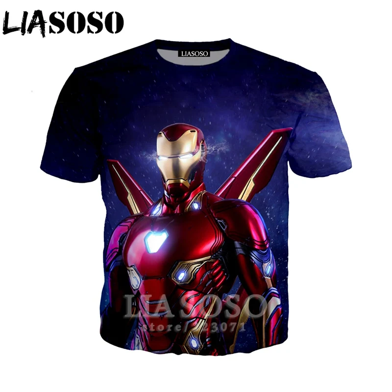 LIASOSO 2019 Summer New Men Women 3D Print Latest Movie Avengers Endgame Short Sleeve T shirt Fashion Sweatshirt Pullover B008
