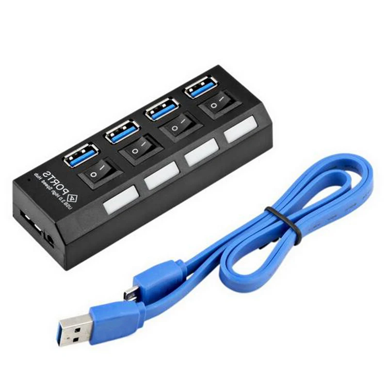 IMice USB 3,0 концентратор Mutil usb порт концентратор 5 Гбит/с 4/7 портов мини USB разветвитель с автономным переключателем usb-хаб-ридер с адаптером питания