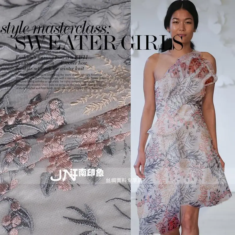 

The new silk embroidery is suitable in yarn Summer high-grade dress fashion mulberry silk handmade cloth on sale fabrics