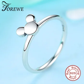 

FOREWE New Fashion Real 925 Sterling Silver Cute Cartoon Minnie Rings For Women Girls Original Silver 925 Jewelry Rings