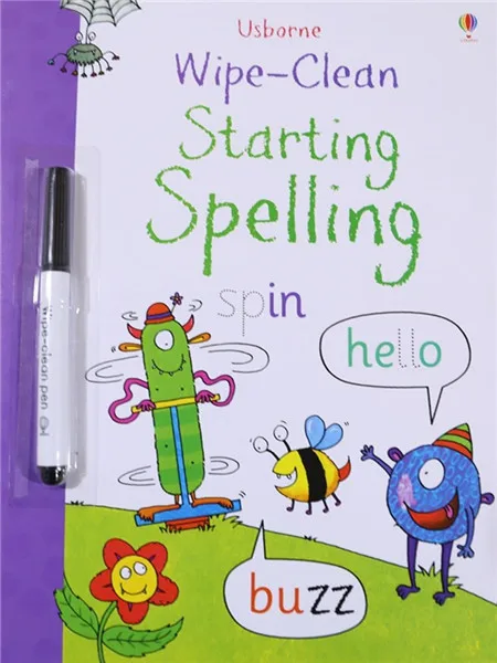 Limpar-limpar o Livro de Exercícios Reusável com Caneta Palavras para Pré-escolar Crianças Inglês Escrita Habilidades Número Aprendizagem Precoce 21*27cm 42 Home & Garden