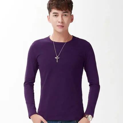 Модное термобелье с длинными рукавами для мужчин, тонкая рубашка для мужчин, мужские деловые трусы, брендовая мужская одежда, мягкие удобные - Цвет: purple