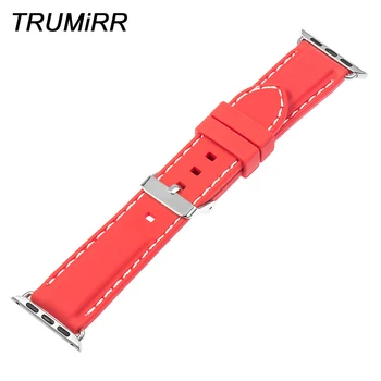 

22mm Silicone Rubber Watchband for 38mm iWatch Apple Watch Sport Edition Replacement Band Strap Bracele with Connector Adapter