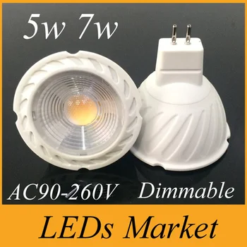 

Dimmable COB Led spotlights 5w 7w led bulb Lamp Gu10 E27 Mr16 Led Spotlight AC90-260V 12V Warm Cold White 30 / 60angle UL CE