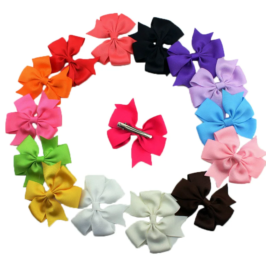 

3'' Newborn Girls Hair Clips Slide Grip School Hairpins Bowknot Grosgrain Ribbon kids Hair Accessories