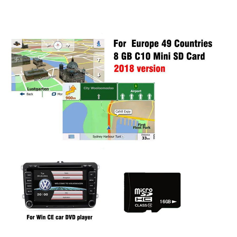 Универсальный 8G gps карты Micro sd карты последние карта для WinCE автомобиля dvd навигационная карта Европа 49 стран по всему миру