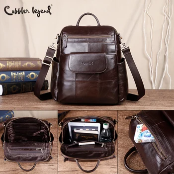 

Cobbler Legend Women Backpack Retro Genuine Leather Backpack Laptop Ladies Shoulder Bag Top-Handle Travel Bags Leisure Schoolbag
