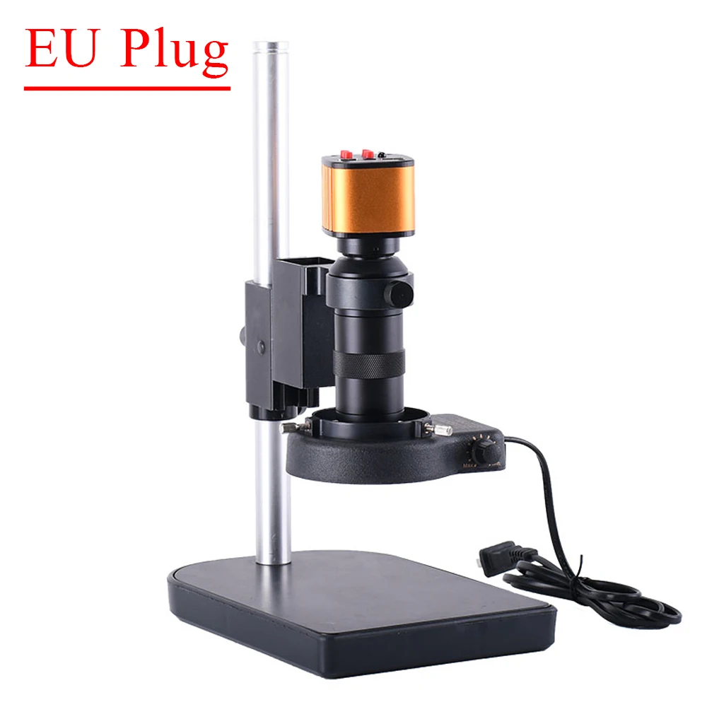 EU Plug Профессиональный цифровой микроскоп промышленный микроскоп камера с мультимедийным интерфейсом USB 2 выходных порта для Пайки PCB THT - Color: EU Plug