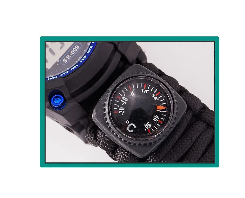 Outdoor Survival Watch Waterproof Emergency Night Vision 50M IP68 Survive Paracord Knife Compass Thermometer Whistles First Aid Kits  (5)