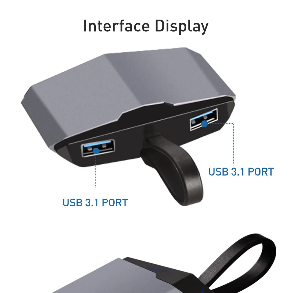 Dyplay 6 в 1 цифровой многопортовый USB C концентратор USB C PD зарядка, USB C Гбит/с данные, два порта USB 3,1, HDMI Ethernet, RJ45 Jack адаптер