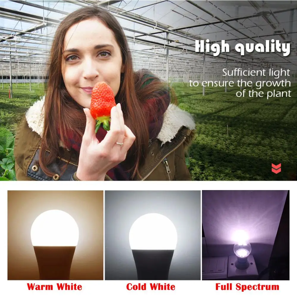 E27 5 Вт/7 Вт 12 светодиодов AC85-265V лампа для выращивания растений лампа для внутреннего наружного садоводства