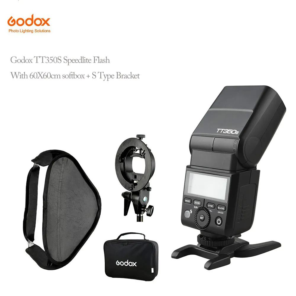 

Godox tt350s TTL Wireless tt350c Speedlite the Flash HSS +24inch 60cm godox Softbox + S-Type Bracket Bowens Holder+ Bag Kit