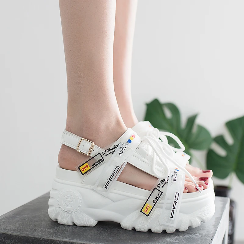 RASMEUP High Platform Women's Chunky Sandals 2019 Fashion Summer Leather Women Thick Soled Beach Sandal Casual Woman Shoes