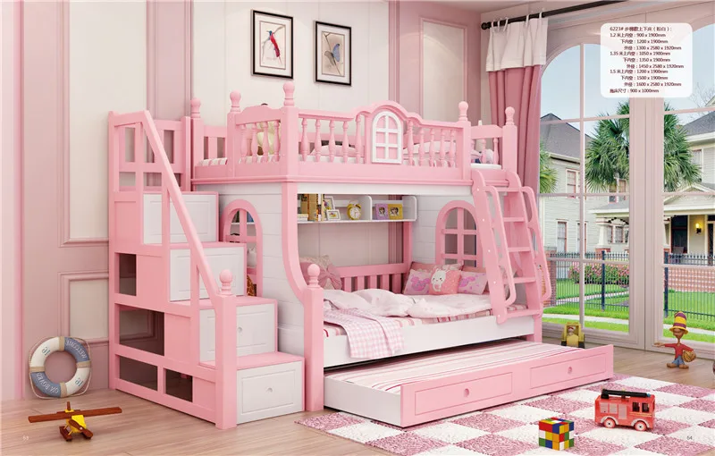 pink twin bed with storage
