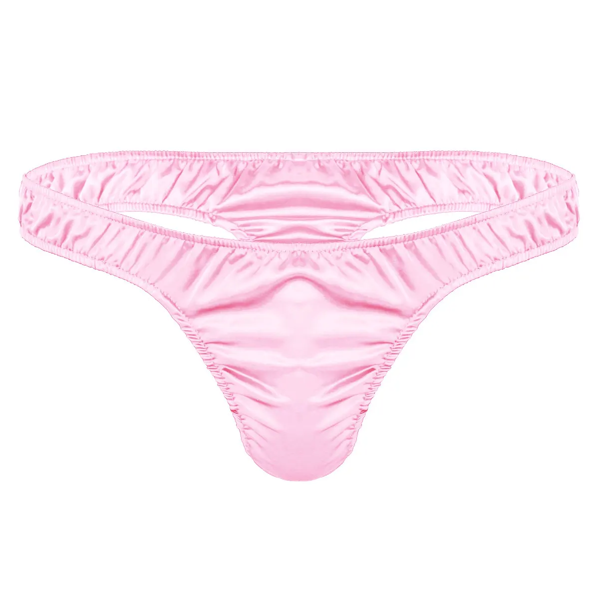 Underwear Mens Bikini G-String And Thong Briefs Gay Underwear Sexy Lingerie Panties Shiny Ruffled Low Rise Male Thong Panties - Color: Pink