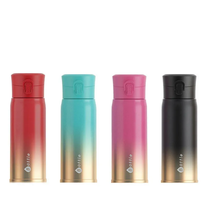 2018 New Stainless steel portable travel sport tea milk coffee vacuum flasks office family Gradient color pop cap thermos cup 2018 New Stainless steel portable travel sport tea milk coffee vacuum flasks office family Gradient color pop cap thermos cup