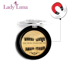 Популярные 4 шт./компл. натуральные длинные мягкие 3D Двойные магнитные полные полоски Магнитный ненастоящий ресницы Многоразовые без клея ресницы