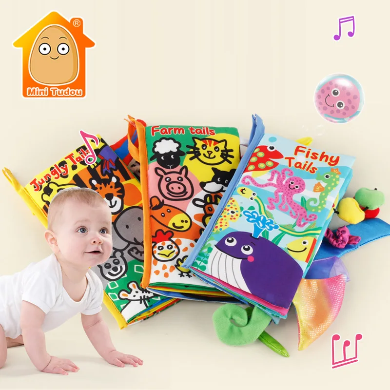 Baby Cloth Book Animals Tails Quiet Book Early Learning