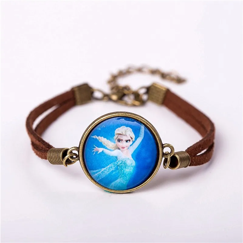 Женский стеклянный очаровательный браслет ювелирное изделие Модный милый мультяшный кожаный браслет браслеты подарок для детей