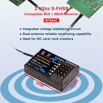 

AGFRC RFS04C 2.4G 4CH+SBUS Compatible S-FHSS Receiver for RC Car Accessories Toys for Children Parts 6.14