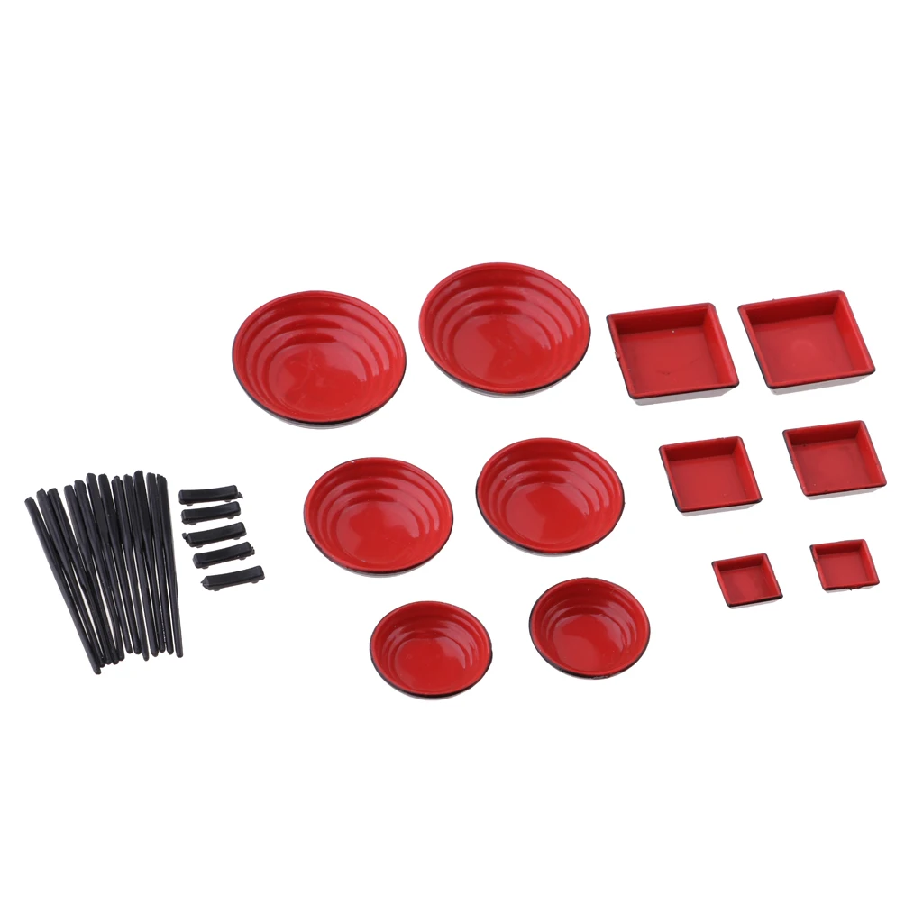 

1/12 Dolls House Kitchen Dining Room Life Scene Decor - Miniature Japanese Style Tableware Set Toy Kids Pretend Play Toy