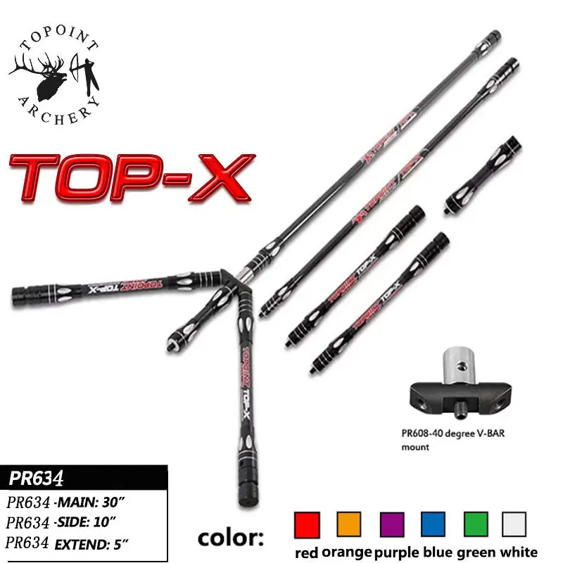 

1Set Archery Carbon Stabilizer Recurve Bow Stabilizer 30/10/5inch Balance Bar Rod 40 Degrees V-bar Shooting Hunting Accessories