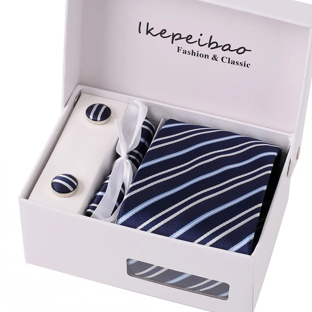 Мужской галстук в полоску синий деловой повседневный комплект галстуков на шею