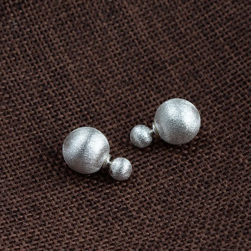 BALMORA 1 пара стерлингового серебра 925 двусторонний шар процесс рисования серьги гвоздики для женщин подарок Простые ретро ювелирные изделия Brincos